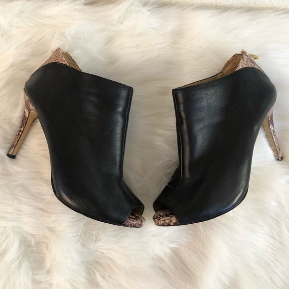 Ann Taylor Shoes - Ann Taylor leather bootie open toe snake heel